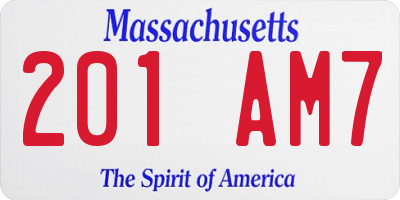 MA license plate 201AM7