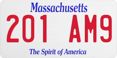 MA license plate 201AM9