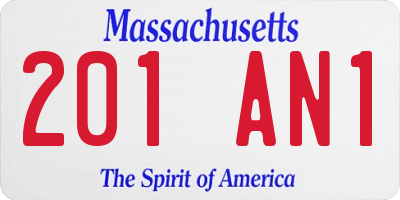 MA license plate 201AN1