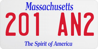 MA license plate 201AN2