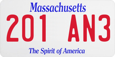 MA license plate 201AN3
