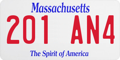 MA license plate 201AN4