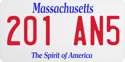 MA license plate 201AN5