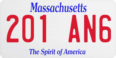 MA license plate 201AN6