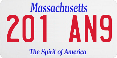MA license plate 201AN9