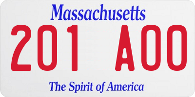MA license plate 201AO0