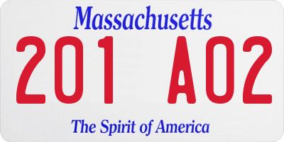 MA license plate 201AO2