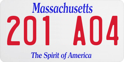 MA license plate 201AO4