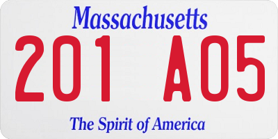 MA license plate 201AO5