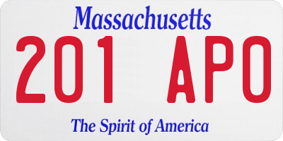 MA license plate 201AP0