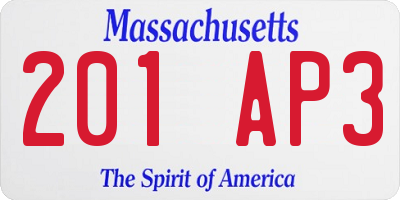 MA license plate 201AP3