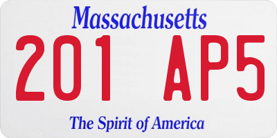 MA license plate 201AP5