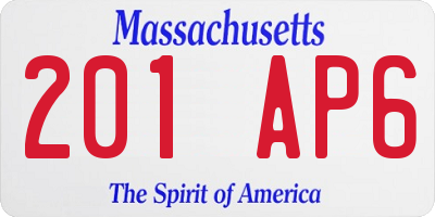 MA license plate 201AP6