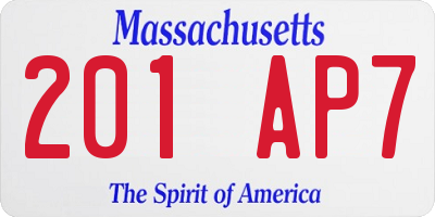 MA license plate 201AP7