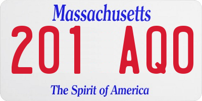 MA license plate 201AQ0