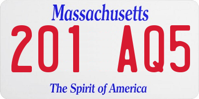 MA license plate 201AQ5