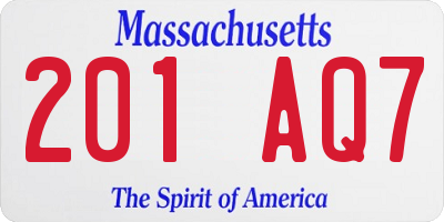 MA license plate 201AQ7