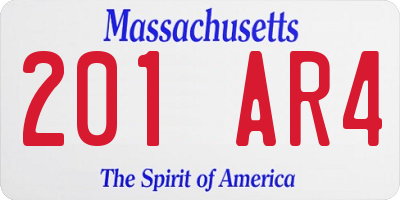 MA license plate 201AR4