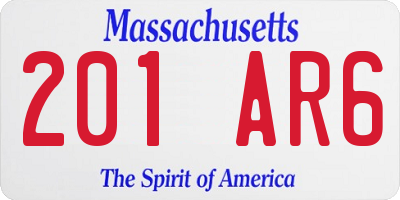 MA license plate 201AR6