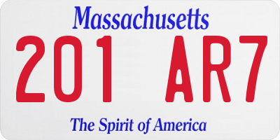 MA license plate 201AR7