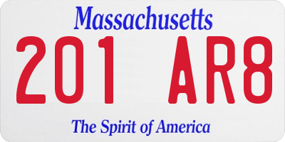 MA license plate 201AR8