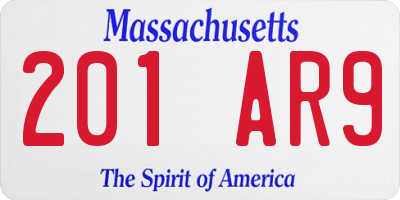 MA license plate 201AR9