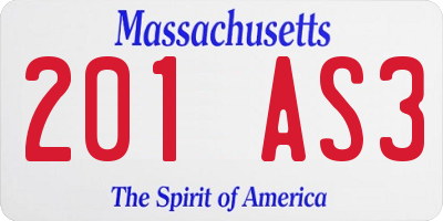 MA license plate 201AS3