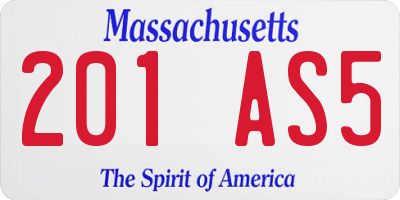 MA license plate 201AS5