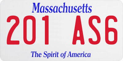 MA license plate 201AS6
