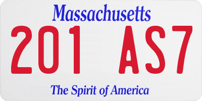 MA license plate 201AS7