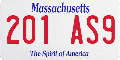 MA license plate 201AS9