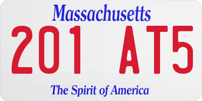 MA license plate 201AT5
