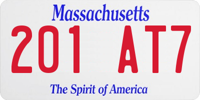 MA license plate 201AT7