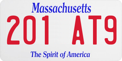 MA license plate 201AT9