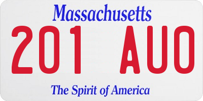 MA license plate 201AU0