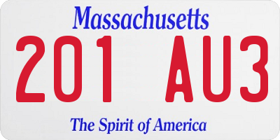 MA license plate 201AU3