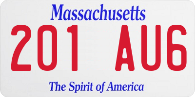 MA license plate 201AU6