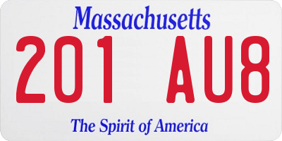 MA license plate 201AU8