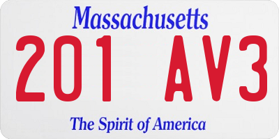 MA license plate 201AV3