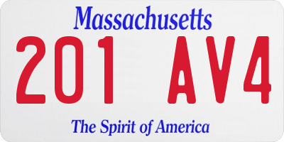 MA license plate 201AV4