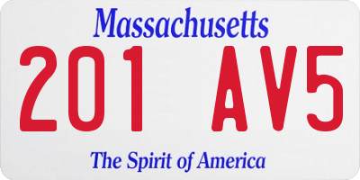 MA license plate 201AV5