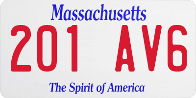 MA license plate 201AV6