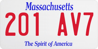MA license plate 201AV7