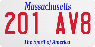 MA license plate 201AV8