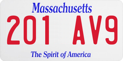 MA license plate 201AV9