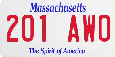MA license plate 201AW0