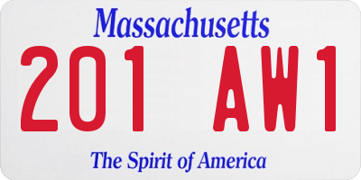 MA license plate 201AW1