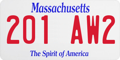 MA license plate 201AW2