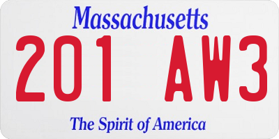 MA license plate 201AW3