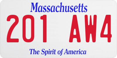 MA license plate 201AW4